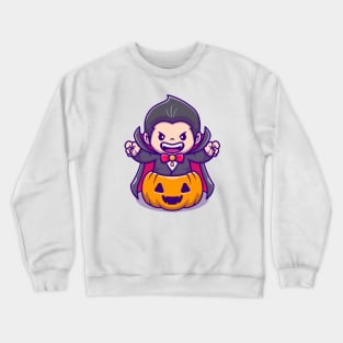 Cute Dracula In Pumpkin Crewneck Sweatshirt